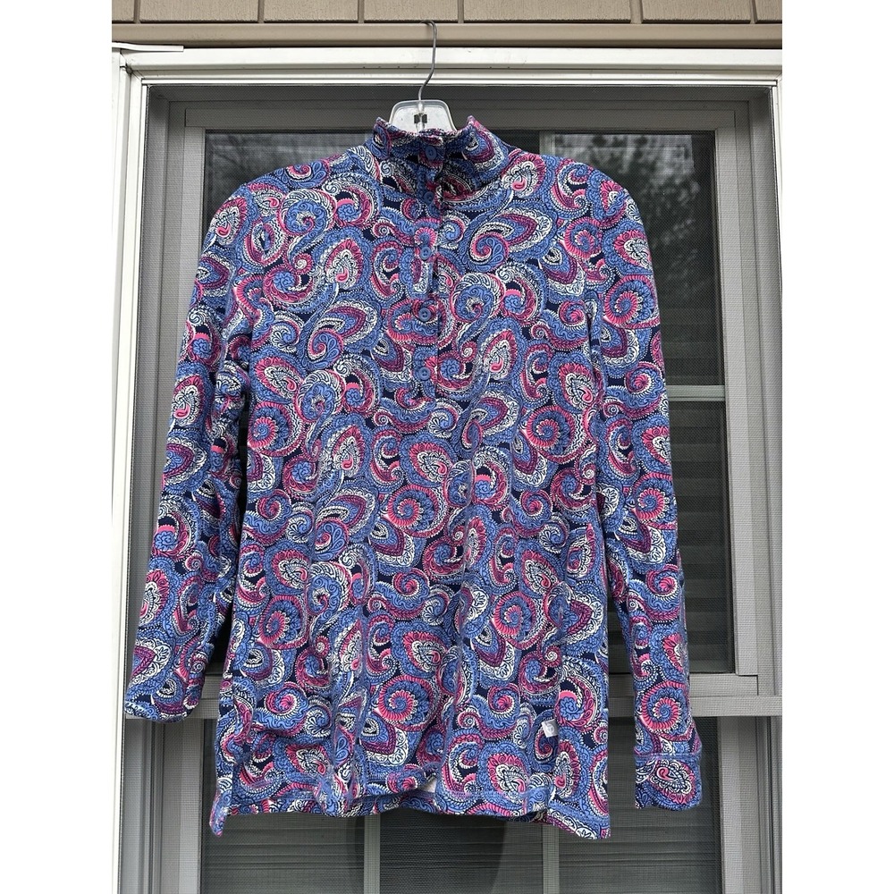 T by TALBOTS Multicolor Paisley Button Placket Pullover Top Sz Small